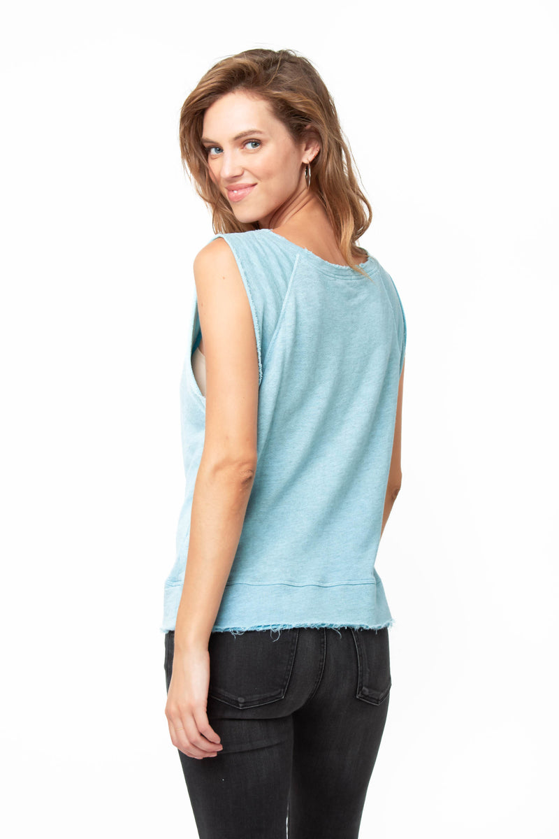 Nora Top In Sterling Blue Stone Aged