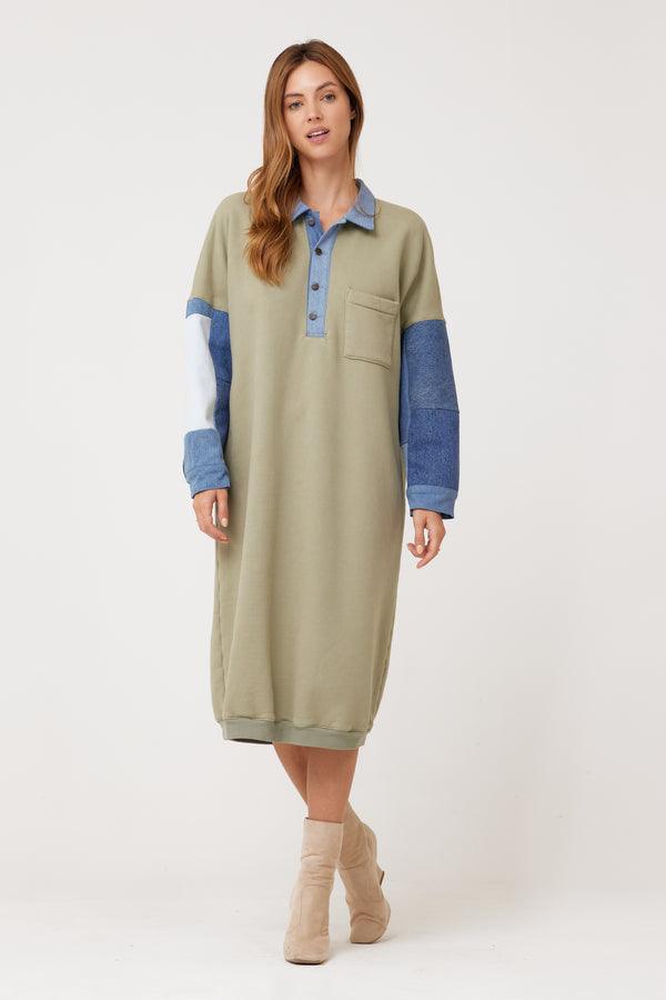 Floy Shirtdress in Olive Jungle