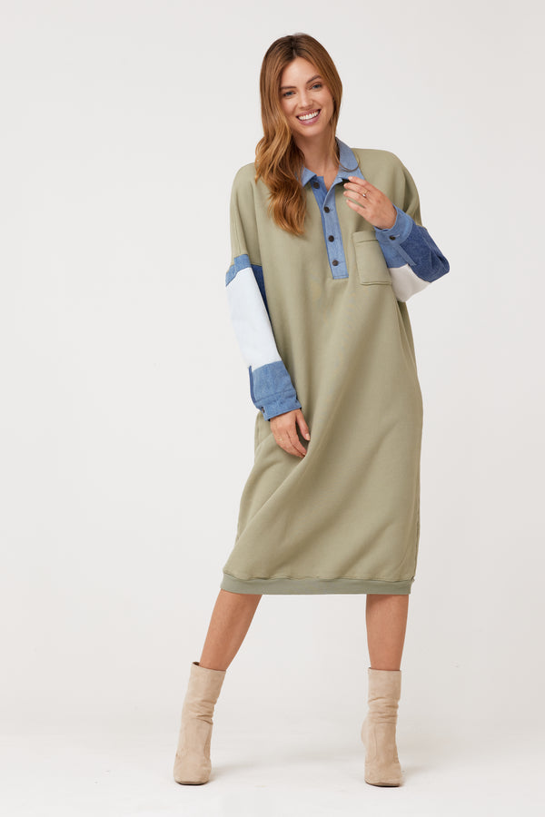 Floy Shirtdress in Olive Jungle
