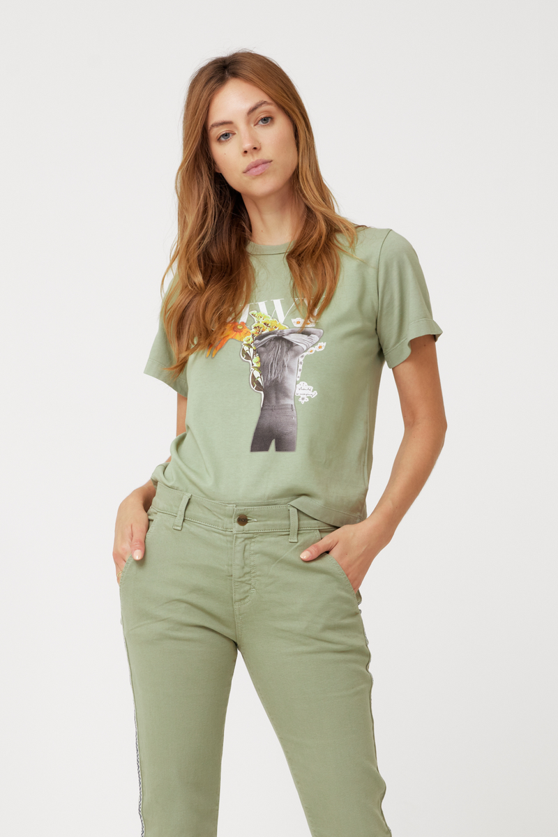 Melinda Tee In Olive Jungle