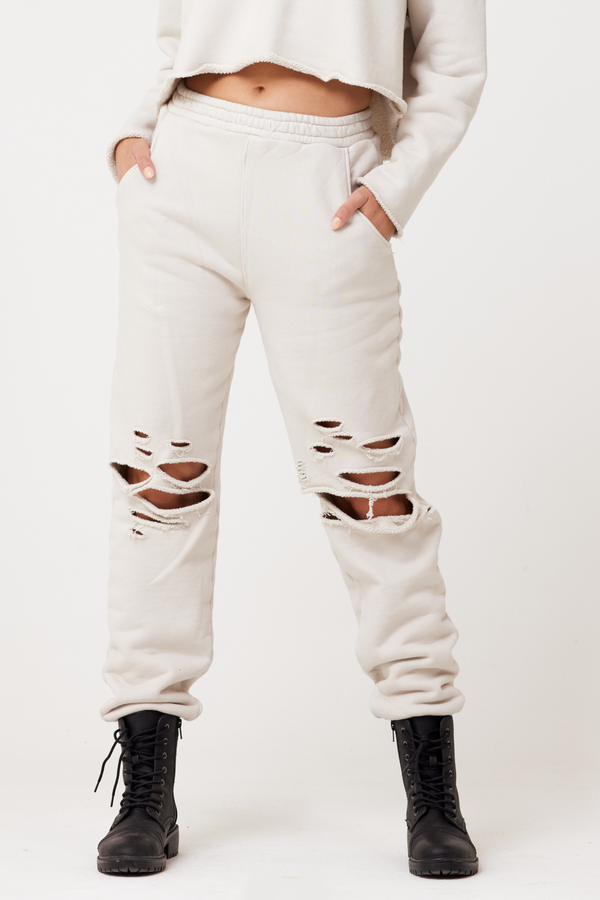White 2025 ripped joggers